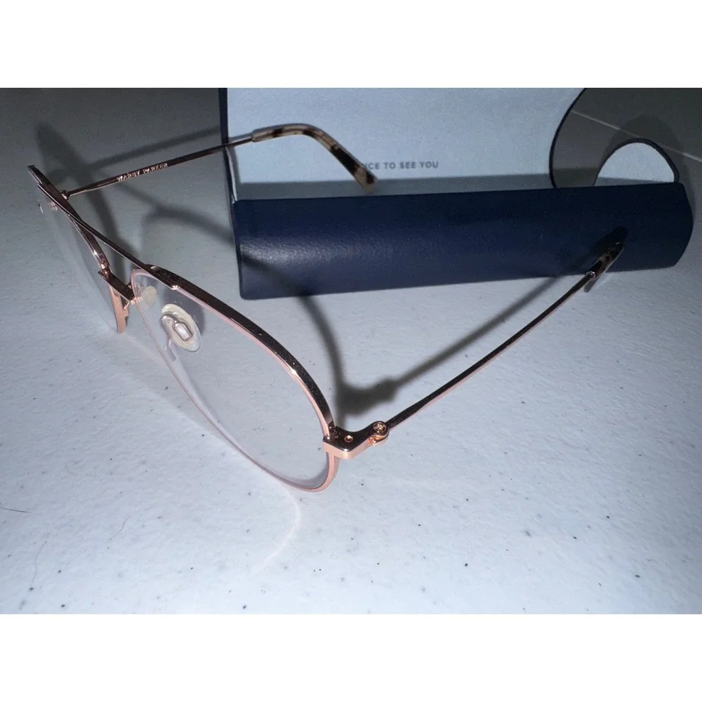 Warby Parker York 2223 Polished Rose Gold Aviator Eyeglasses with Case 53-15-145